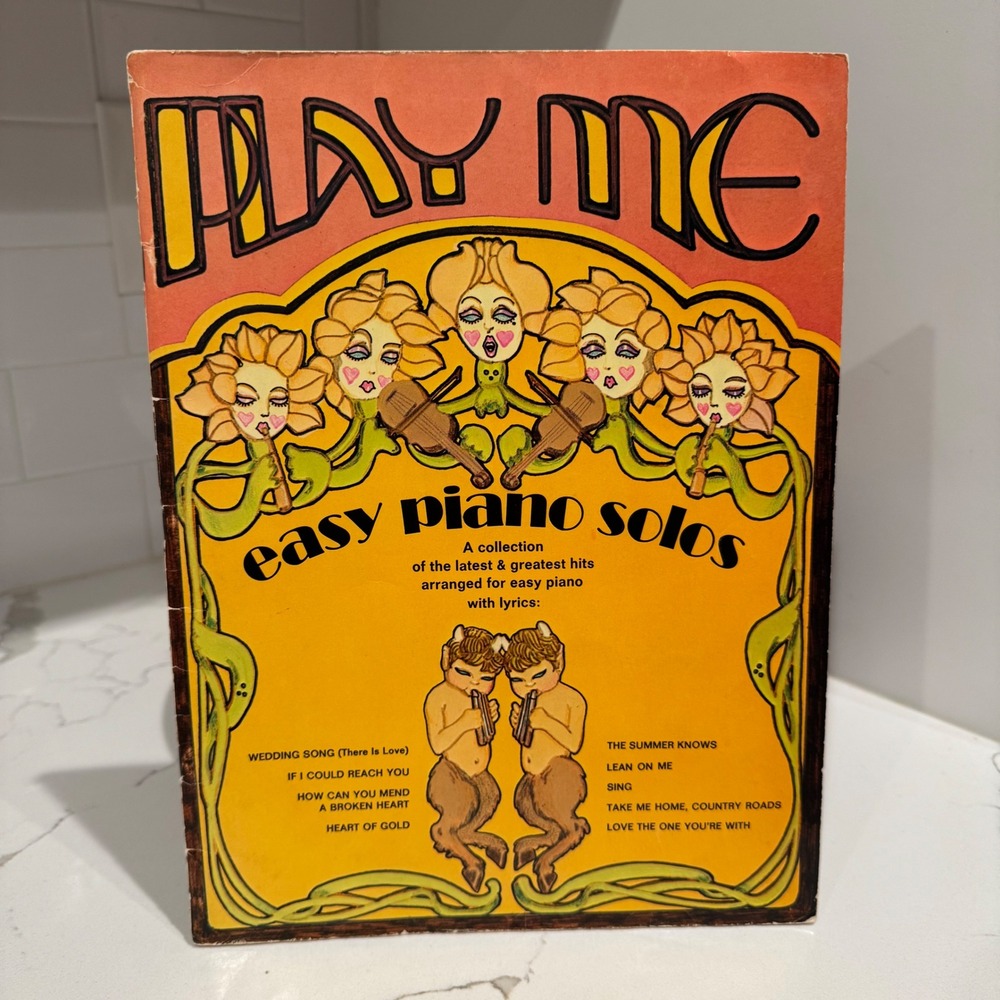 Vintage 1973 Play Me Easy Piano Solos Songbook Warner Bros Ingrid Art 70s Hits